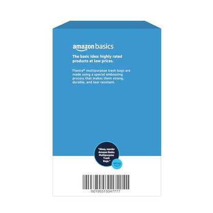 Amazon Basics 30 Gallon Flextra Strength Multipurpose Drawstring Trash Bags, 20% Post Consumer Recycled Material, Tear Resistant, Black, 50 Count - size: 1 Count (Pack of 50)