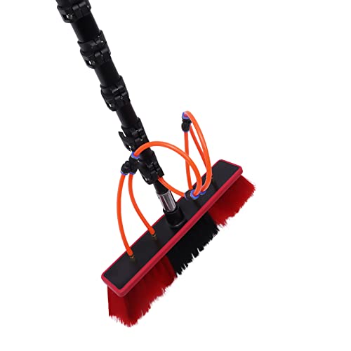 20ft Water Fed Pole Kit,Water Fed Pole Cleaning Brush Kit with Hose Squeegee,Extendable Outdoor Window Cleaner,Solar Panel Cleaning System for Household