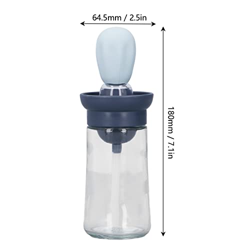 2pcs Oil Container with Silicone Brush Oil Dispenser Bottle for Kitchen Grilling Baking Cooking (Blue) - color: Blue