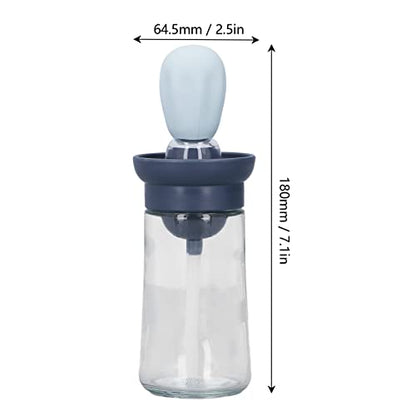 2pcs Oil Container with Silicone Brush Oil Dispenser Bottle for Kitchen Grilling Baking Cooking (Blue) - color: Blue