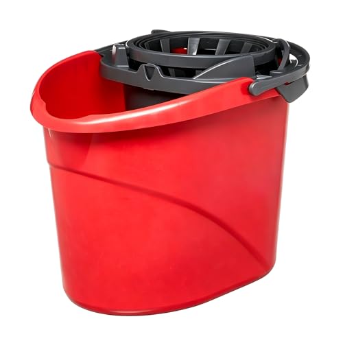 2.5 Gallon Quick Wring Hands-Free Mop Bucket, Quick Wring Bucket with Handles, Mop Bucket with Wringer, Cleaning Bucket for Home Hardwood Laminate Tile Floor Cleaning