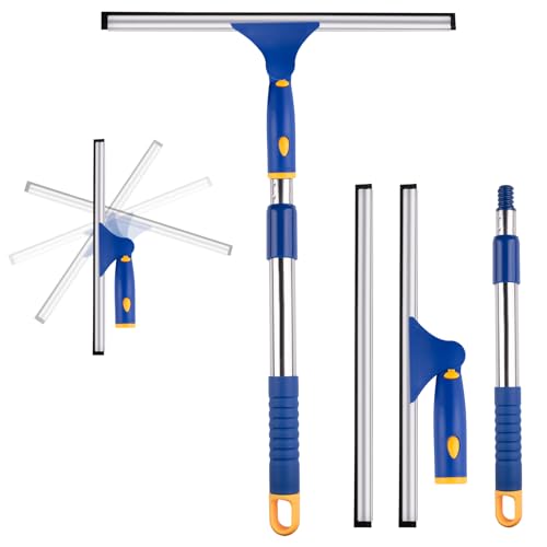 ITTAR 14 inch Rotatable Shower Squeegee for Glass Doors, Multi-Purpose Window Squeegee with Refill Rubber Blade, Bathroom Cleaner Tool for Shower Door Window Mirror Wall Car Windshield - size: 14 inch