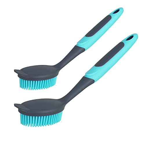 2-Pack Dish Brush with Handle, Kitchen Dish Scrubber Soft Dishwashing Brush for Cleaning Pots, Pan, Sink - size: Soft Brush