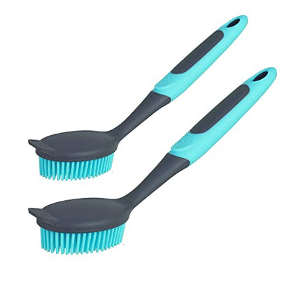 2-Pack Dish Brush with Handle, Kitchen Dish Scrubber Soft Dishwashing Brush for Cleaning Pots, Pan, Sink - size: Soft Brush