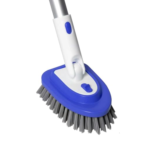 3-in-1 Floor Scrubber and Bathtub Cleaner with 52-Inch Adjustable Long Handle, Shower Brush for Cleaning Bathroom Tile, Kitchen Walls, Tub