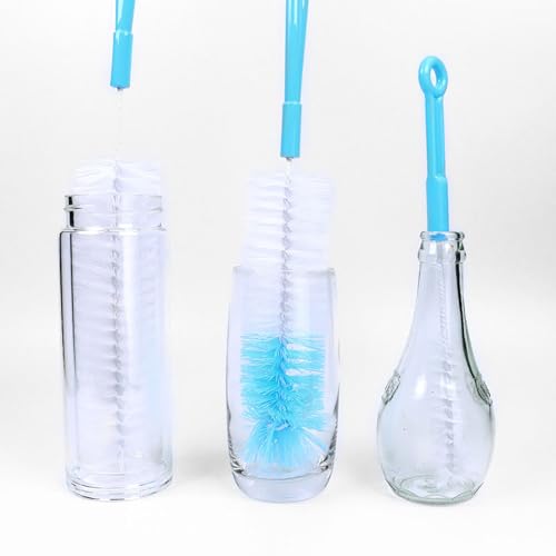 8 Pack Bottle Brush Cleaner, 16 Inch Stainless Steel Long Handle Bottle Cleaning Brush,5 in 1 Straw Brush for Cleaning Narrow Neck Sports Bottles,Wine Decanter,Baby Bottles,Cup Cover