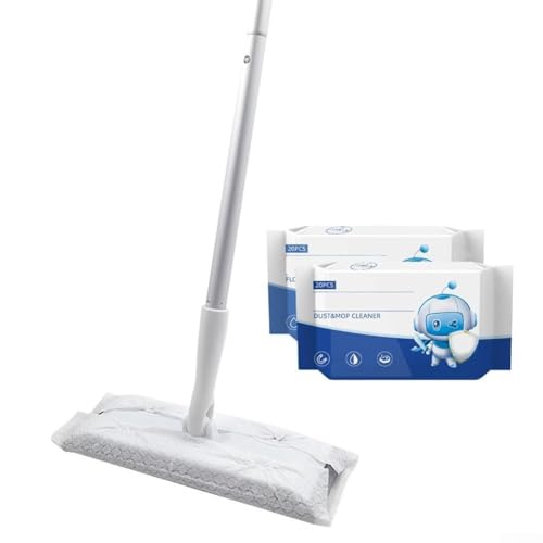 FABULETTA 2-in-1 Floor Mop And Wet Wipes Kit, Hardwood Floor Cleaning System For Wet Dry Use, Reusable Flat Mop With Disposable Pads For Home(B)