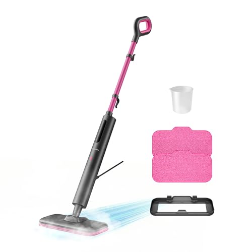 Schenley Steam Mop Cleaner Powerful - 15s Fast Heat-Up, Chemical-Free for Hardwood/Tile/Laminate & Floors/Walls, Washable Pads, 3 Modes for Carpet, Lightweight, Self-Standing, Sleek Design - size: Compact