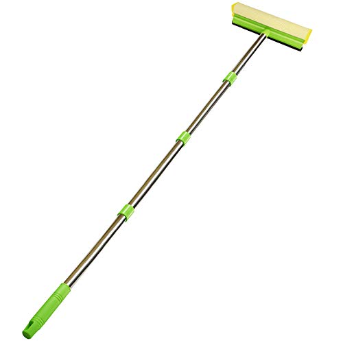 Window Squeegee, Squeegee for Window Cleaning, 2 in 1 Squeegee Window Cleaner with 58'' Long Handle,Window Washing Kit with Extension Pole for Shower, Windshield, Mirror, Gas Station, Glass