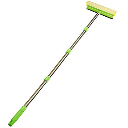 Window Squeegee, Squeegee for Window Cleaning, 2 in 1 Squeegee Window Cleaner with 58'' Long Handle,Window Washing Kit with Extension Pole for Shower, Windshield, Mirror, Gas Station, Glass