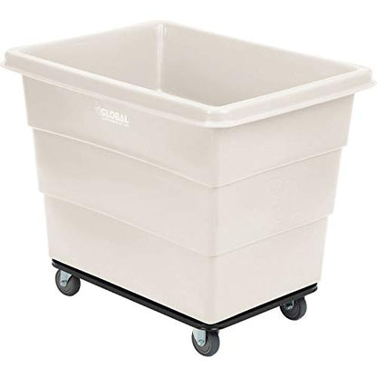 Global Industrial 12 Bushel Plastic Bulk Box Truck, Steel Chassis Base, 1000 lbs. Capacity, 4" Non-Maring Rubber Casters, White, 38-2/5"L x 28-9/10"W x 33" H - color: White