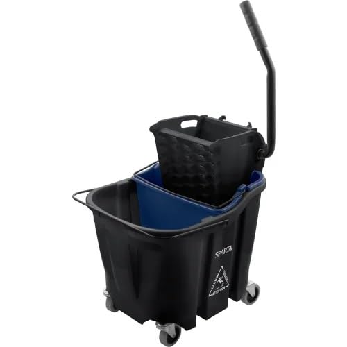 Sparta 35-Quart Commercial Mop Bucket with Side Press Wringer, Anti-Splash Design & Soiled Water Insert – Heavy-Duty Janitorial Cleaning Equipment (Black) - color: Black