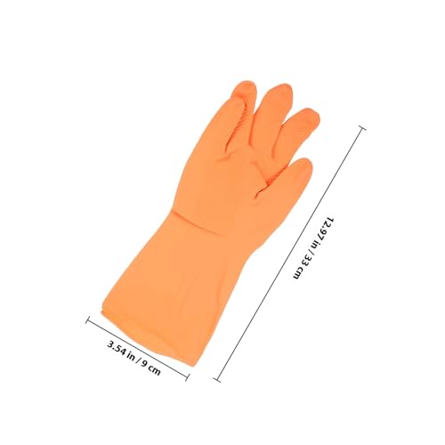 3 Pairs Medium Reusable Latex Dishwashing Gloves Non-slip Kitchen Cleaning Gloves for Women Pink, Teal, and Orange Colors, Household Washing and Cleaning Use