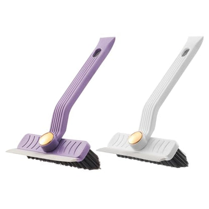 Cleaning Brush 3 in 1 360-degree Rotating Quick Drying Floor Scrubber with Hard Bristle Crevice Cleaning Brush for Kitchen, Bathroom, Pool (Purple)