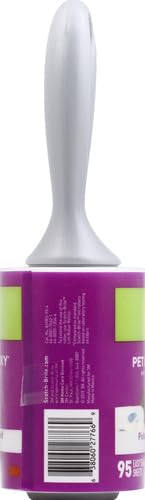 Scotch-Brite Pet Hair Pickup Extra Sticky Lint Roller, Designed for Removing Fur + Fluff on Couches, Clothes, Dog and Cat Beds, & More, 95 Easy-Tear Adhesive Sheets, (Pack of 4) - size: 1 Roller, 95 Sheets (Pack of 4)