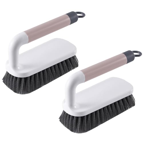 Scrub Brush, Scrubbing Cleaning Brushes, Heavy Duty Cleaning Brushes with Handle, for Shower, Bathroom, Carpet, Kitchen and Bathtub Scrubber, 2 Pack (Pink) - color: Pink
