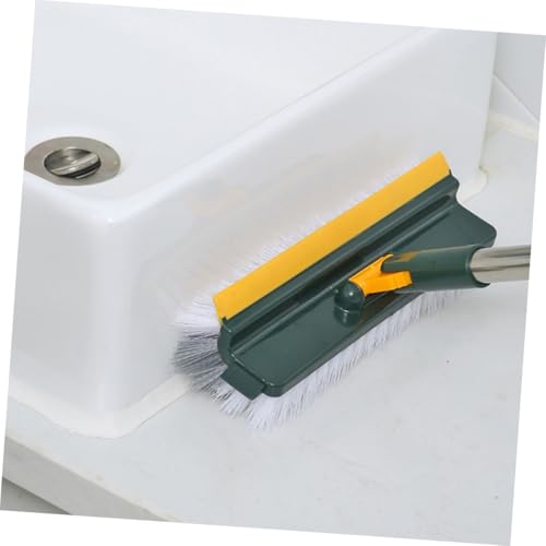 Ipetboom Multifunctional Long Handle Floor Scrub Brush Green Heavy Duty Cleaning Tool for Bathroom and Indoor Use Stiff Bristles for Effective Scrubbing and Squeegee Action