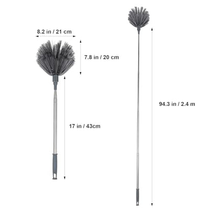 PRETYZOOM Extendable Cobweb Duster with Telescoping Pole and 3 Cleaning Heads Lightweight Spider Web Remover for High Ceilings and Outdoor Use Adjustable Length up to 94.5 Inches