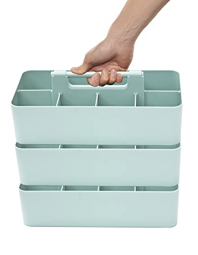 -Large Portable Caddy, DIY Dividers, 8 Compartments, School Office Supplies Home Business Organizer,Portable Basket with Handle Storage Organizer Modern Made in USA (3 PACK, Mint) - color: Mint, size: 3 PACK