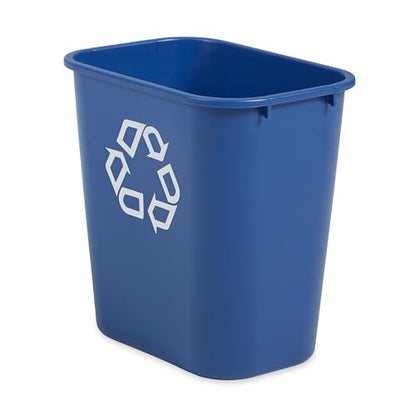 Rubbermaid Commercial Products Deskside Recycling Can, 7-Gallon/28-Quart, Blue Recycling Symbol, Plastic, for Bedroom/Bathroom/Office/Under Desk/Sink - color: Blue, size: 7 Gallons