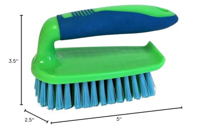 2-Pack Scrub Brushes with Rubber Grip – Heavy-Duty Bristles for Bathroom, Tile, Grout, Shower, Sink & Floor Cleaning – Dependable Industries - color: Blue-green