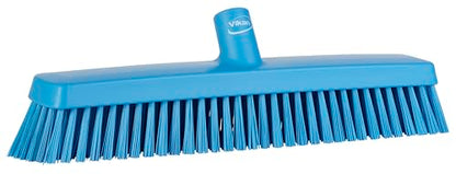 Vikan 31753 16" Heavy-Duty Push Broom, Soft/Stiff, Blue - color: Blue