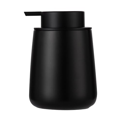 Enra Black Soap Dispenser,12 oz Ceramic Hand Lotion Dispenser, Refillable Dish Soap Dispenser,Modern Liquid Soap Dispenser for Bathroom,Kitchen with Easy-to-Press Pump(Black Liquid Type) - color: Liquid-black