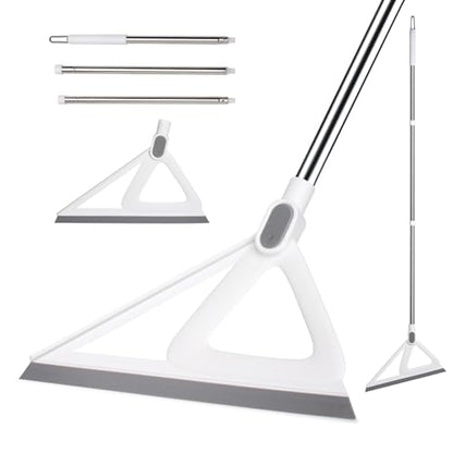 Multifunction Silicone Broom，Squeegee Broom Sweeping Water and Pet Hair，Rubber Broom Sweeper for Floor Bathroom Kitchen Shower，Rugs，Glass Windows（White）