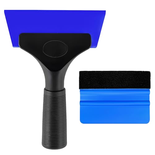 Yourkar 2 PCS Window Tint Kit Tools, Professional Vinyl Wrap Kit with Plastic Squeegee & Felt Squeegee, Universal Privacy Film Installation Tint Tools for Vehicle Glass Home (Blue) - color: Blue