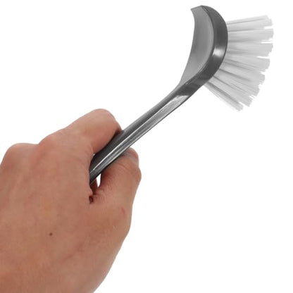 FRCOLOR 2Pcs Dish Scrub Brush with Long Handle Kitchen Cleaning Brush for Pots, Pans & Sink Non-Slip Scrubber with Hanging Hook for Easy Storage
