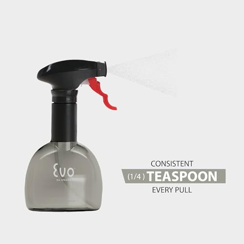 Evo Mini Oil Sprayer Bottle | Non-Aerosol for Olive Oil, Cooking Oils, Vinegars | 8-Oz Capacity | Rotatable Nozzle | Gourmet Cooking Tools - Food-Safe Materials - Charcoal, Set of 2 - color: Charcoal