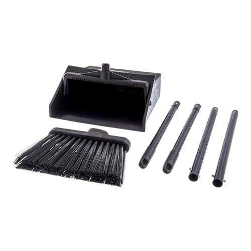 SPARTA Duo-Pan Upright Dust Pan and Broom Set, Essential Cleaning Tools for Home and Commercial Use, 36" Handle, 1 Count, Black - style: Set