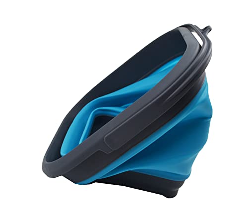 SAMMART 5.5L (1.4 Gallon) Collapsible Square Handy Bucket/Foldable SquareWater Pail/Portable Tub with Handle. (Grey/Ocean Blue (Set of 2)) - color: Grey/Ocean Blue (Set of 2)