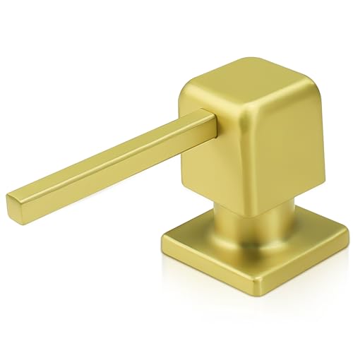 Soap Dispenser for Kitchen Sink, Gold Built in Soap Dispenser with 17 OZ PE Soap Bottle, Refill from Top Design Under Counter Stainless Steel Pump Head Lotion Dispenser - color: Brushed Gold-1
