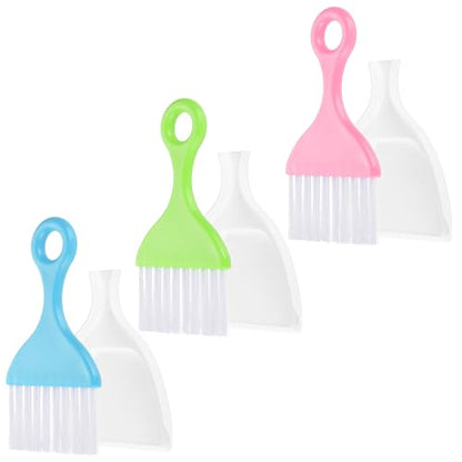 3 Pcs Mini Dustpan and Brush Set, Small Hand Broom and Dust Pan Set, Portable Cleaning Tool for Desktop, Keyboard, Sofa, Car, Kitchen, 3 Colors