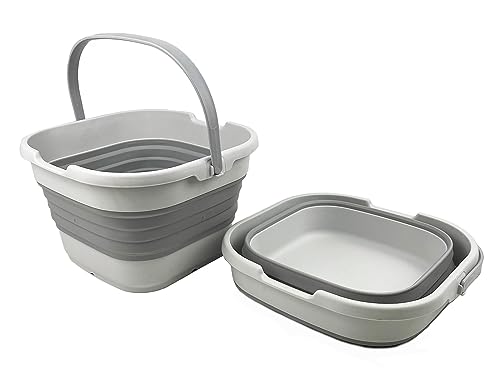 SAMMART 9.5L (2.5 Gallon) Collapsible Rectangular Handy Basket/Bucket (Grey (Set of 2)) - color: Grey (Set of 2)