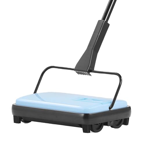 Carpet Sweeper Manual, Floor Sweeper with 300 ml Dustbin Capacity Easy to Empty, 6.7 inch Cleaning Width for Home Office Carpets Pet Hair Dust, Blue