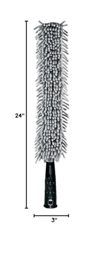 Libman Commercial 585 Flexible Microfiber Duster, Polypropylene Handle, 24" x 3" Head, Screw-On or Handheld (Pack of 6), Black