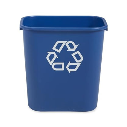 Rubbermaid Commercial Products Deskside Recycling Can, 7-Gallon/28-Quart, Blue Recycling Symbol, Plastic, for Bedroom/Bathroom/Office/Under Desk/Sink - color: Blue, size: 7 Gallons