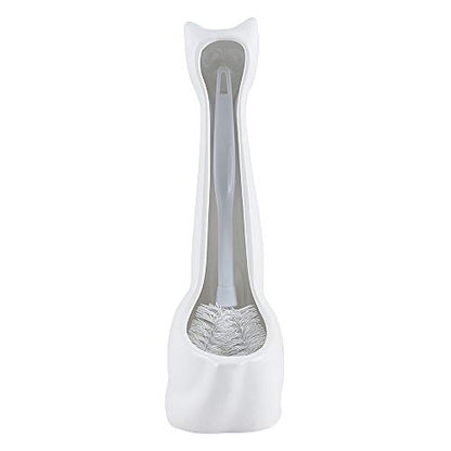 Allure Home Creation White Cat 2-Piece Toilet Brush Holder and Brush Set - color: White Cat