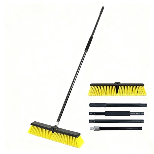 18 Inches Push Broom Outdoor- Heavy Duty Broom with 63" Long Handle,for Cleaning Outdoor or Indoor Tile, Garage, Floor, Deck