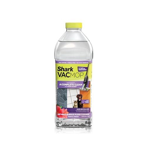 Shark VACMOP Pet Multi-Surface Floor Cleaner 2L Refill, Compatible with VM100, VM200, VM400 Series on sealed hard floors, Odor Neutralizer, Fast Drying, Streak-Free, Tropical Breeze Scent, VCO60 - size: 67.6 Fl Oz (Pack of 1), style: Multi-Surface Cleaner