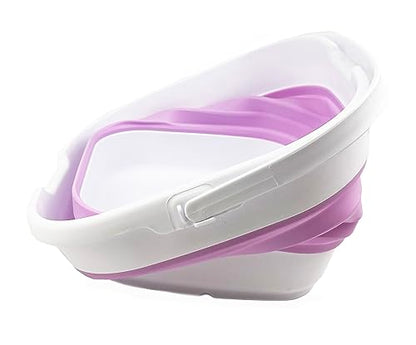 SAMMART 9.5L (2.5 gallon) Collapsible Rectangular Handy Bucket (Ceramic Blue/Pale Purple(Set of 2)) - color: Ceramic Blue/Pale Purple(set of 2)