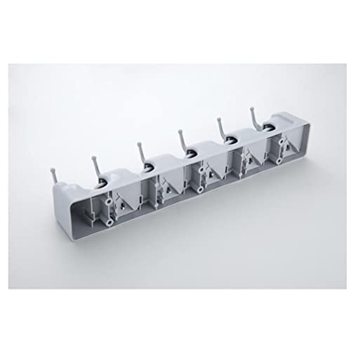 LIFKOME Waterproof Wall Broom Holder Sturdy Mop Brush Hanger Non-slip Design 5 Positions 6 Hooks for Home Use - color: Light Grey