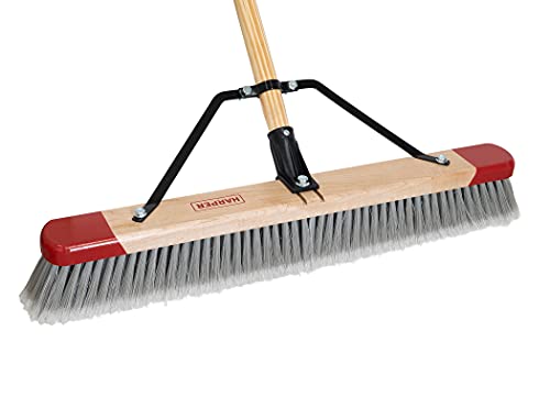 Harper 24 Inch Indoor Push Broom, Premium Heavy Duty Smooth-Surface Floor Cleaning with Flagged Bristles, Home and Garage Sweeping, Gray - style: Premium Indoor Smooth-Surface Push Broom