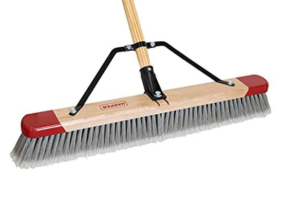 Harper 24 Inch Indoor Push Broom, Premium Heavy Duty Smooth-Surface Floor Cleaning with Flagged Bristles, Home and Garage Sweeping, Gray - style: Premium Indoor Smooth-Surface Push Broom