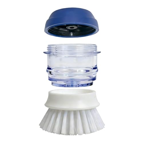 CELOX Dish Brush with Soap Dispenser, Palm Brush for Cleaning Kitchen - color: White and Blue Brush, size: 1 Pack