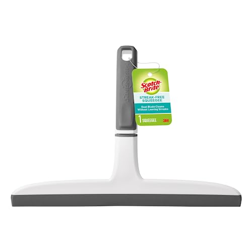 Scotch-Brite, All-Purpose 10 Inch Dual Blade Streak-Free Squeegee, Safe on Mirrors, Glass Shower Doors, Windows, Sinks and More - size: 10.188 in. x 7.5 in. x 1.5 in.