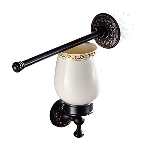 Leyden Bronze Toilet Brush Holder,Oil Rubbed Bronze Toilet Brush Plunge Retro Toilet Bowl Brush Bathroom Accessories Wall Mounted - color: Orb