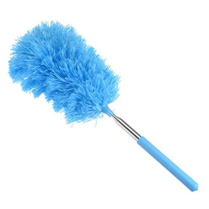 MECCANIXITY Microfiber Cleaning Duster, 14 to 35 Inch Washable Extendable Brush Flexible Feather Duster for Window Furniture, Blue - color: Blue
